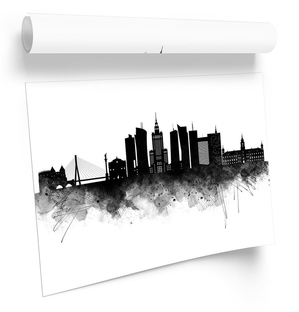 Warsaw Abstract City Skyline Black Framed