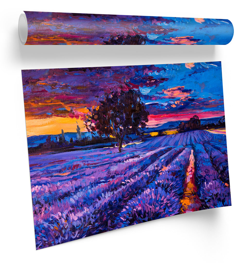 Purple Lavender Landscape Framed
