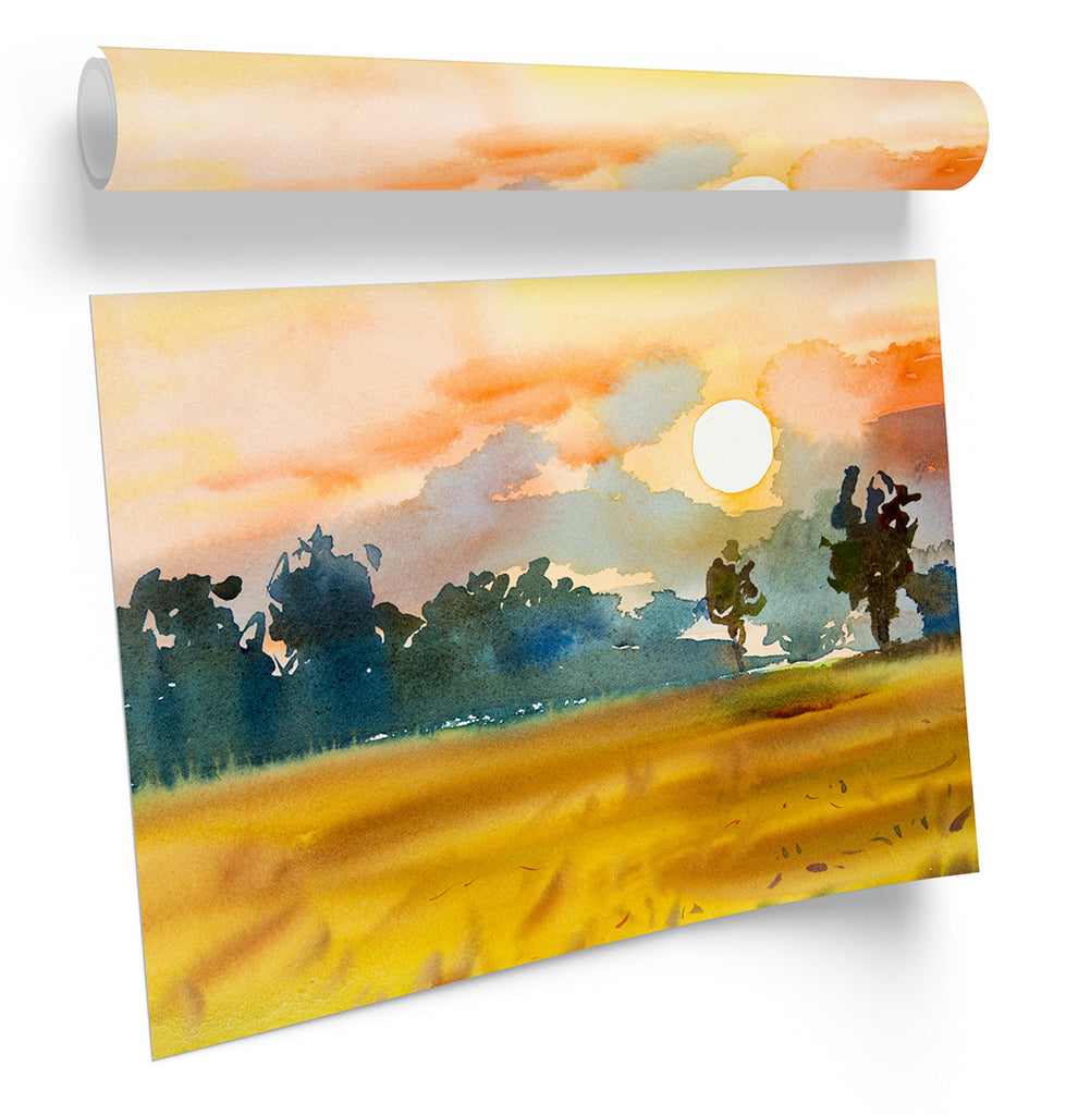 Summer Sunset Landscape Framed