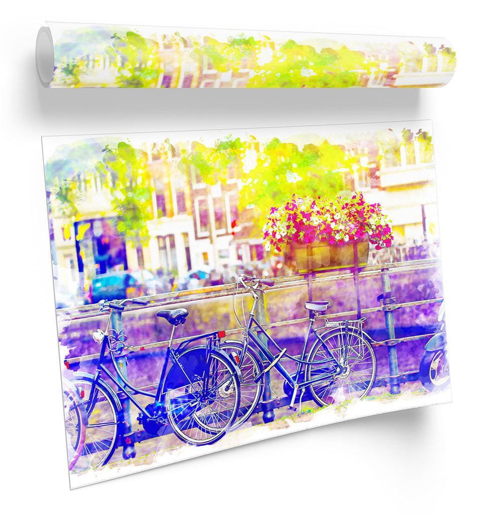 Amsterdam Bike City Watercolour Framed