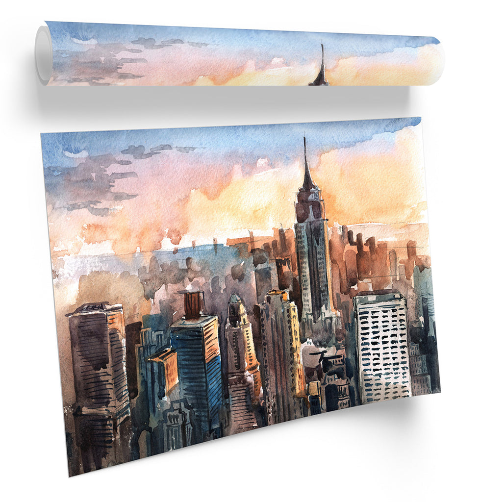 New York City Watercolour Framed