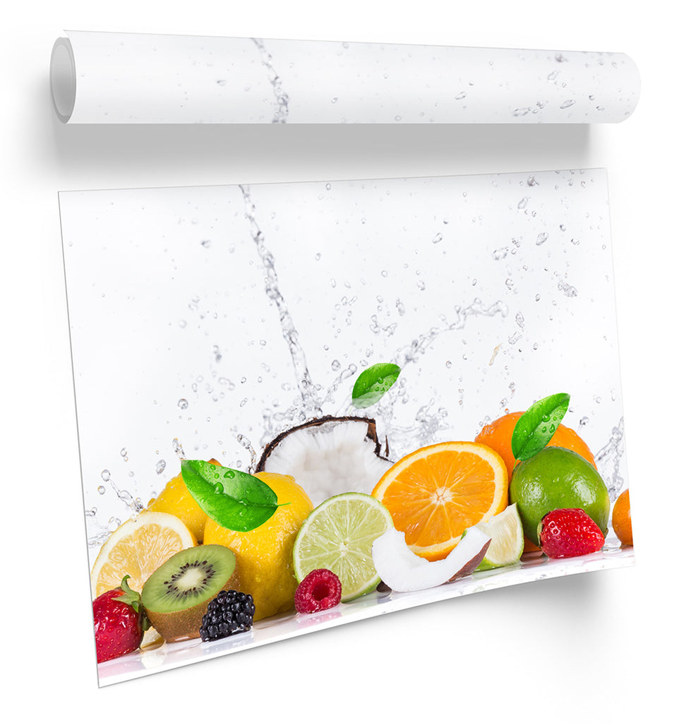 Fresh Fruit Kitchen Splash Multi-Coloured Framed