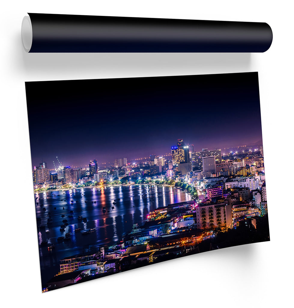 Pattaya Thailand Skyline City Framed