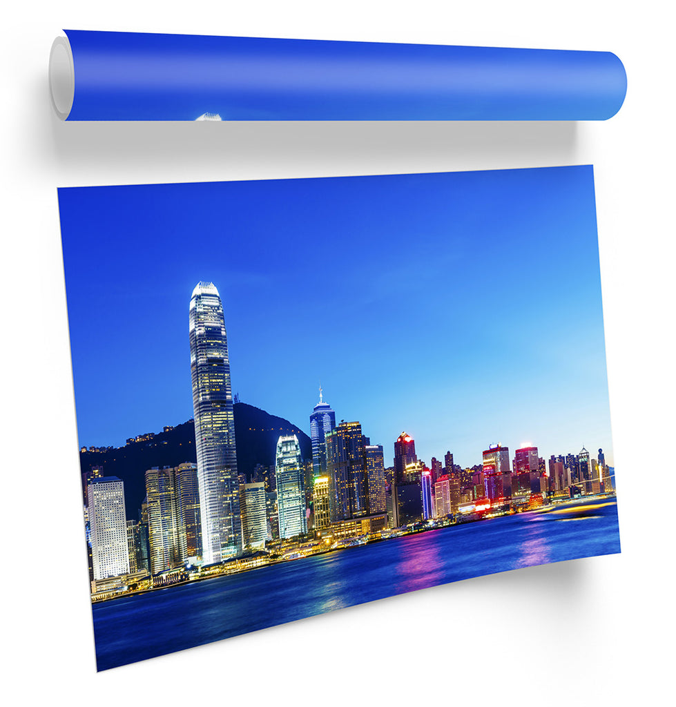 Hong Kong Skyline City Framed