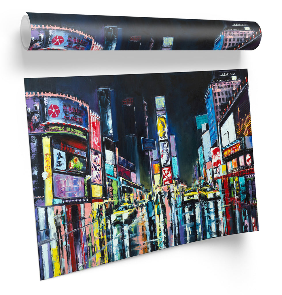 Times Square New York City Multi-Coloured Framed