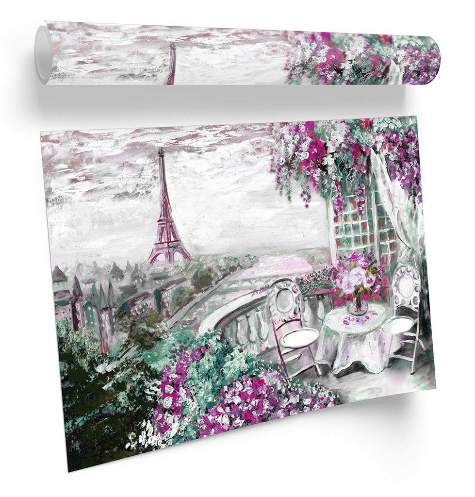 Eiffel Tower Paris Floral Framed