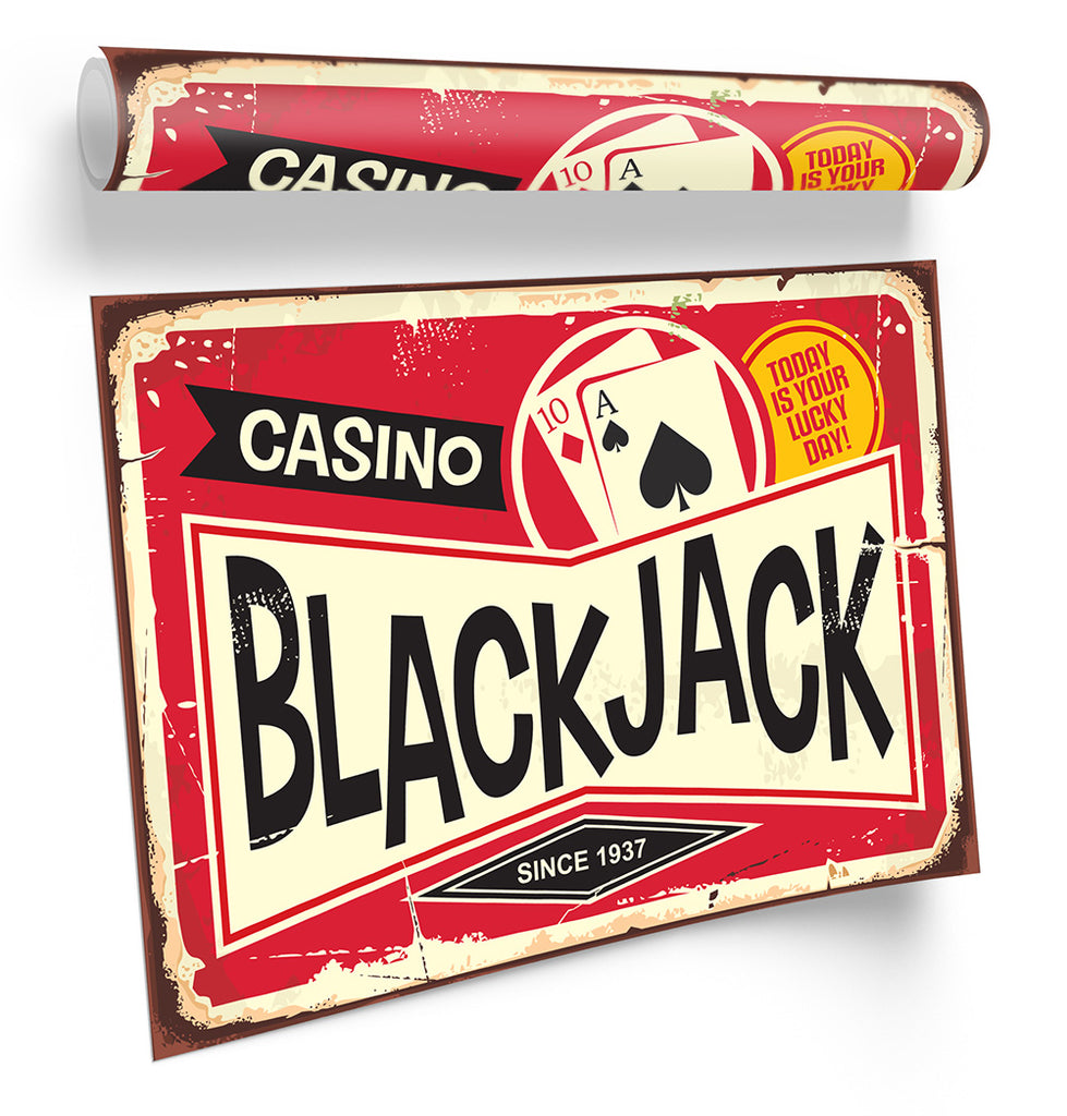 Casino Blackjack Retro Red Framed