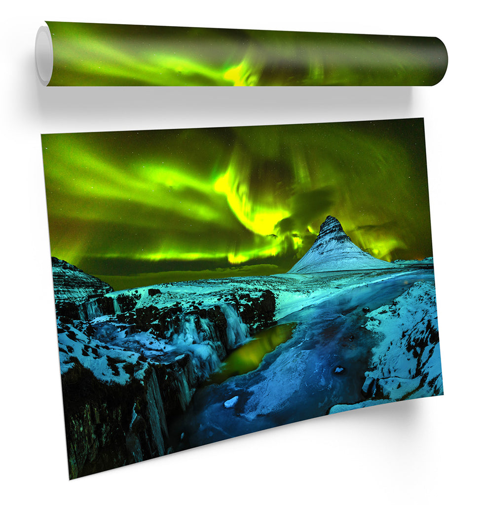 Iceland Northern Lights Green Framed