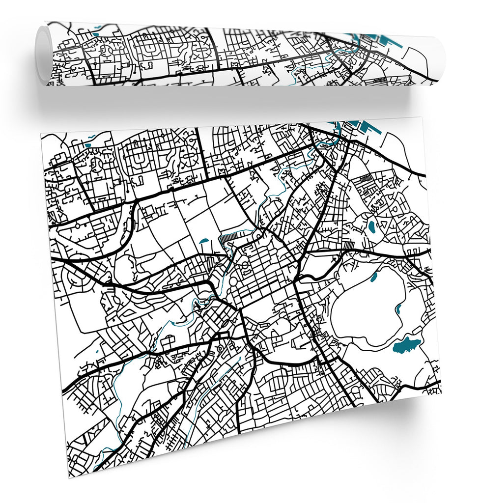 Edinburgh Map City Minimalistic Modern Framed