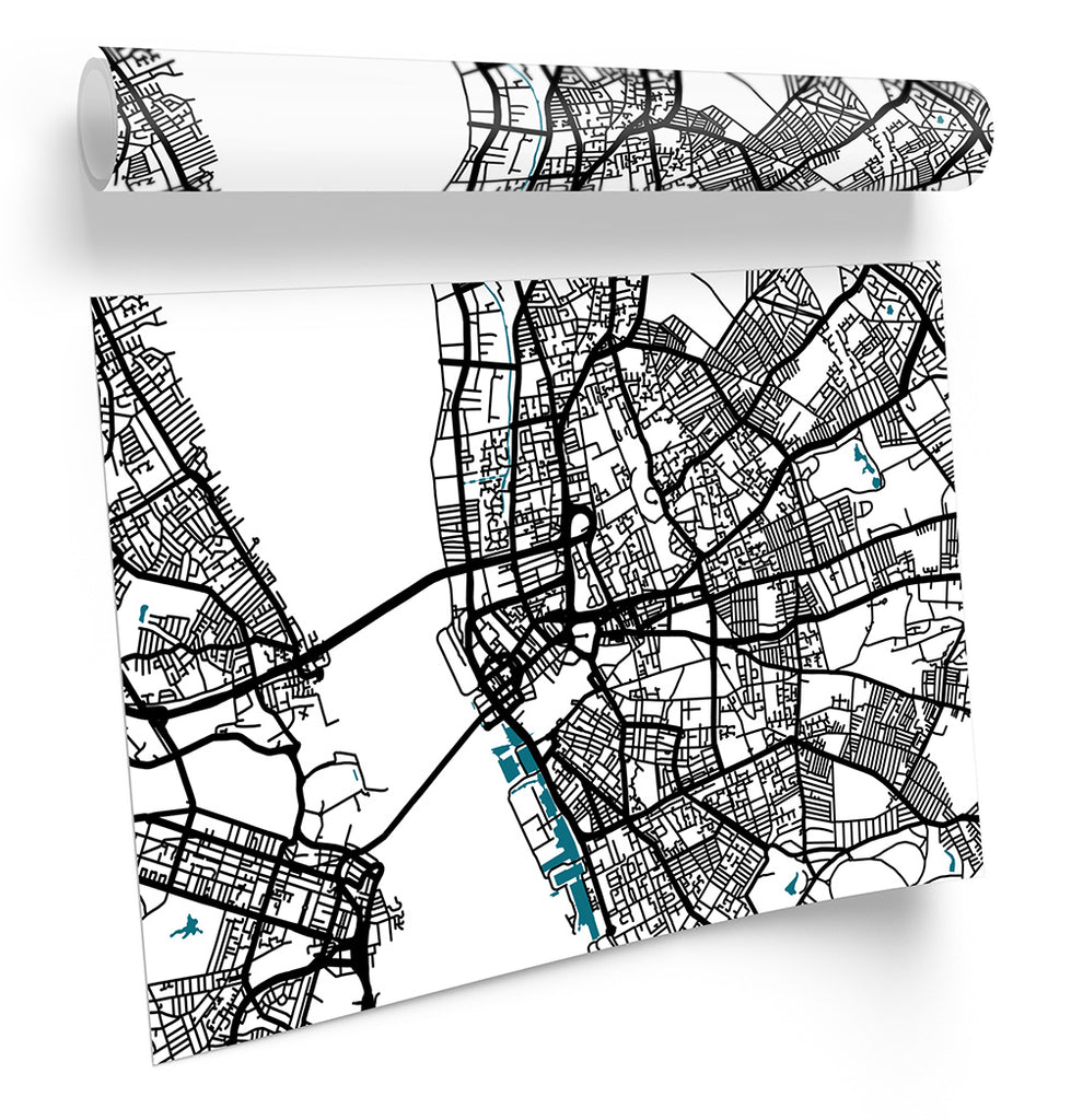 Liverpool Map City Minimalistic Modern Framed