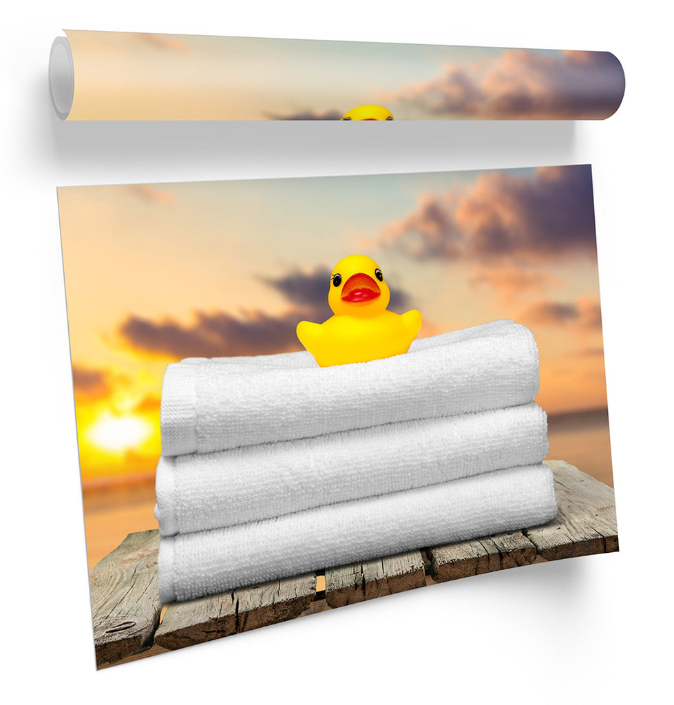 Rubber Duck Towel Sunset Orange Framed