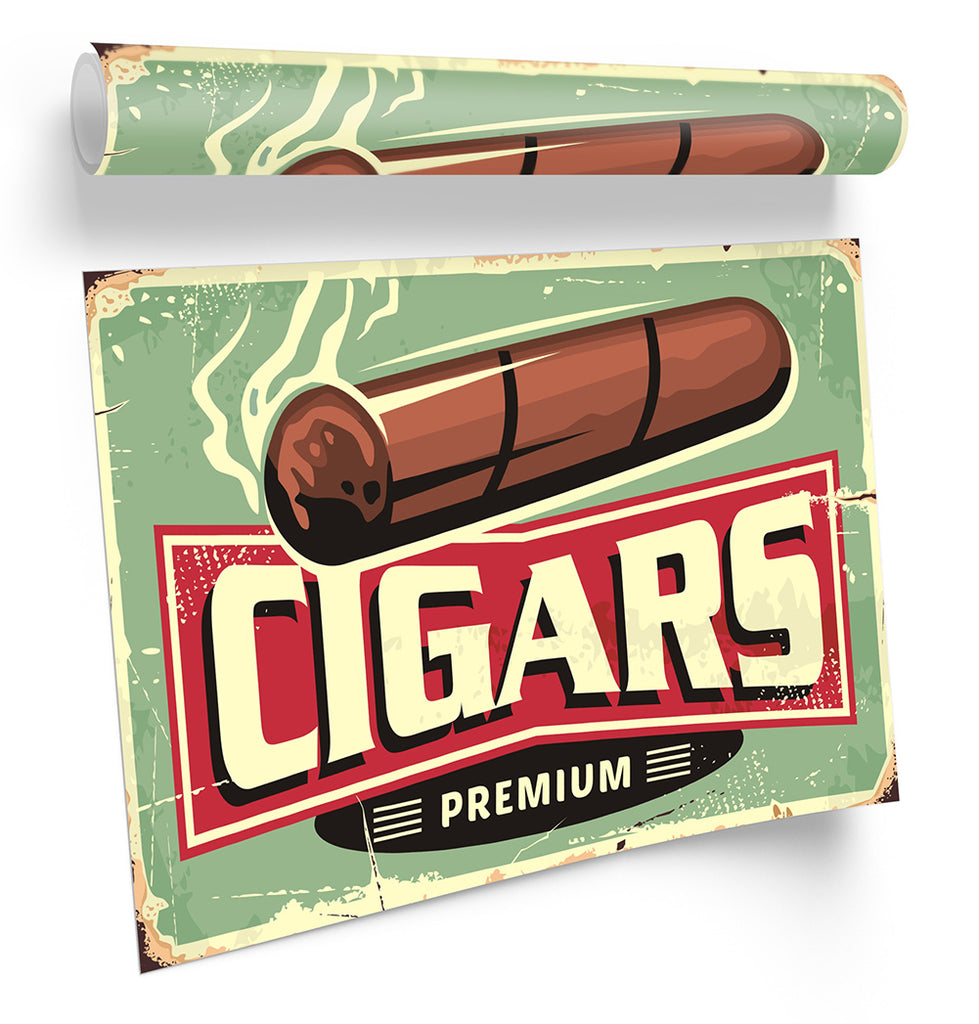 Cigars Retro Vintage Sign Framed