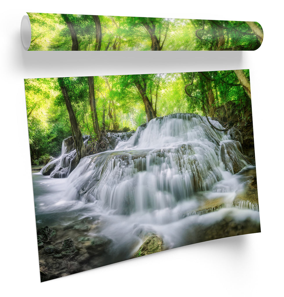Waterfall Forest Green Framed
