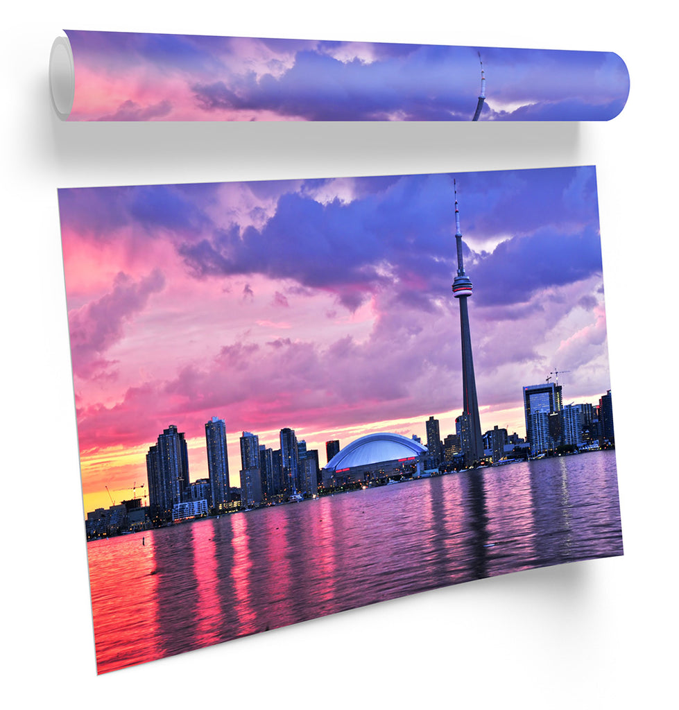 Toronto Skyline City Sunset Canada Framed