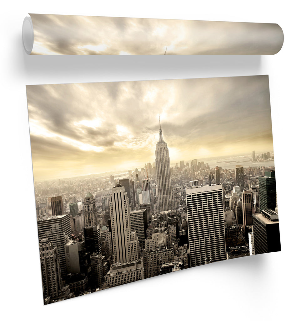 New York City Skyline Cream Framed