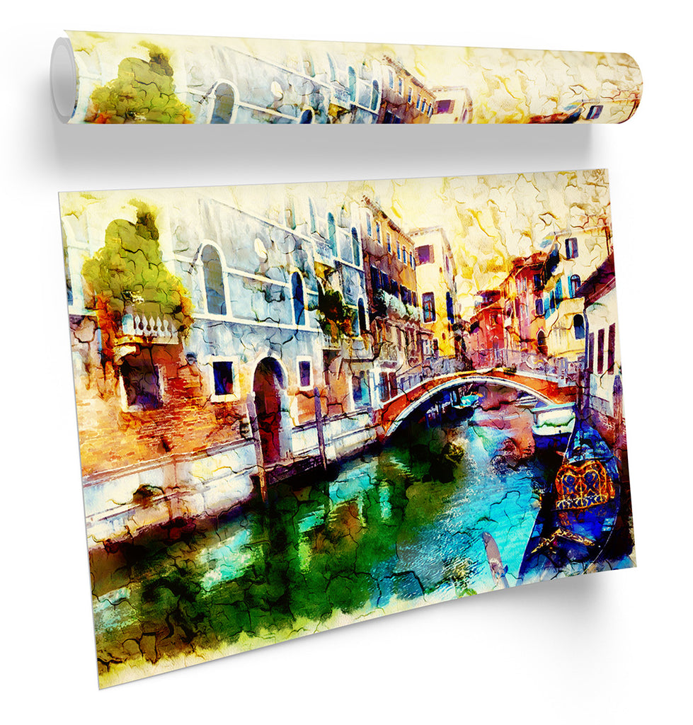 Venice Italy City Canal Multi-Coloured Framed