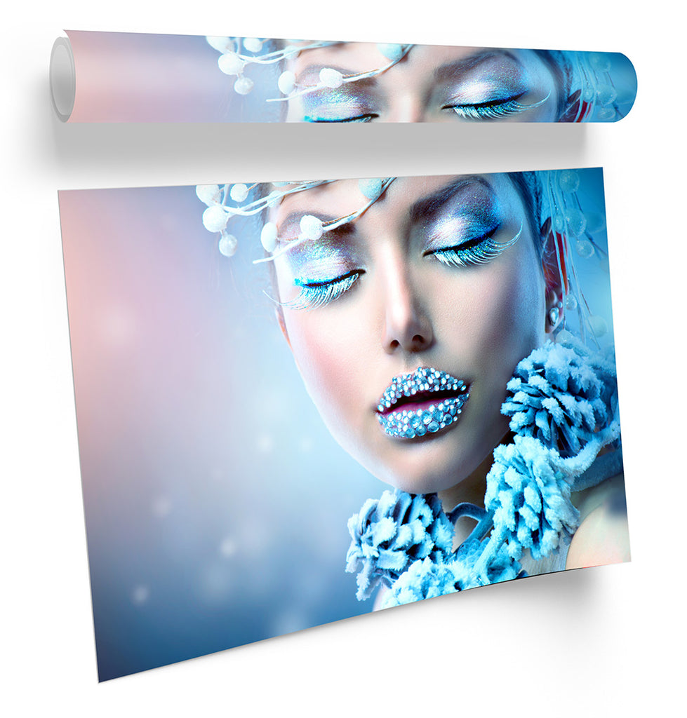 Beauty Model Salon Makeup Blue Framed