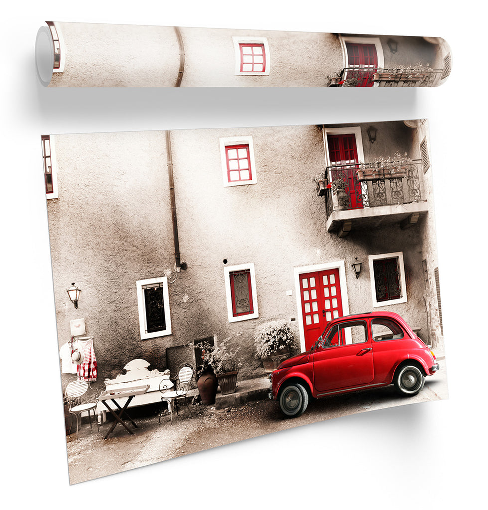 Red Car Italy Vintage Framed