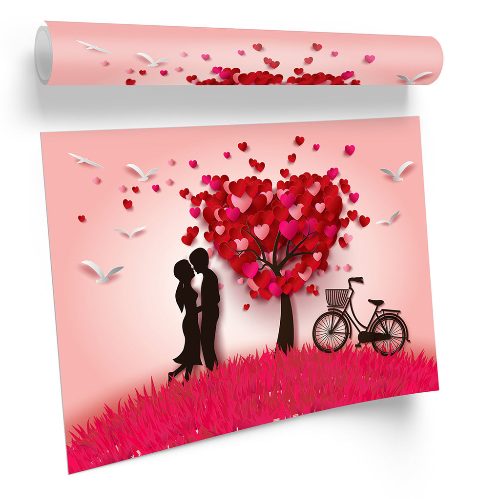 Love Tree Hearts Romance Framed