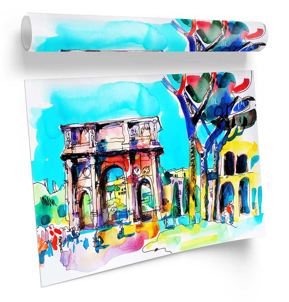 Rome Italy Modern Multi-Coloured Framed