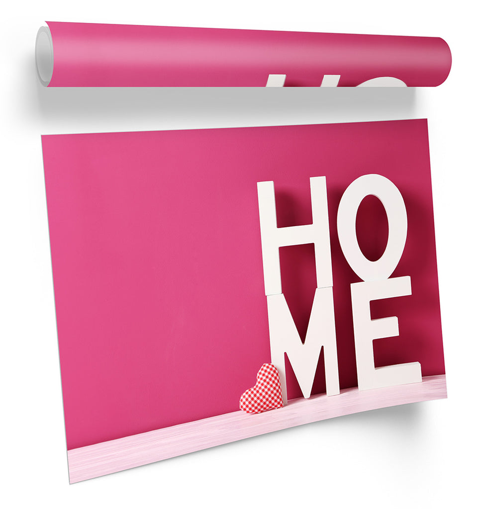Home Love Heart Pink Framed