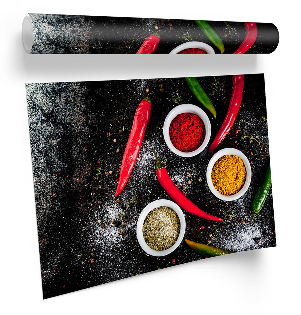 Hot Chilli Kitchen Dips Framed