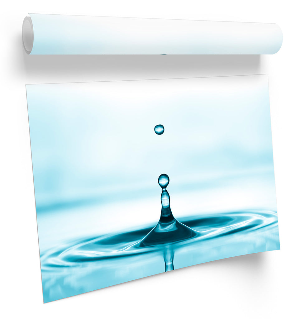 Blue Bathroom Water Drop Framed