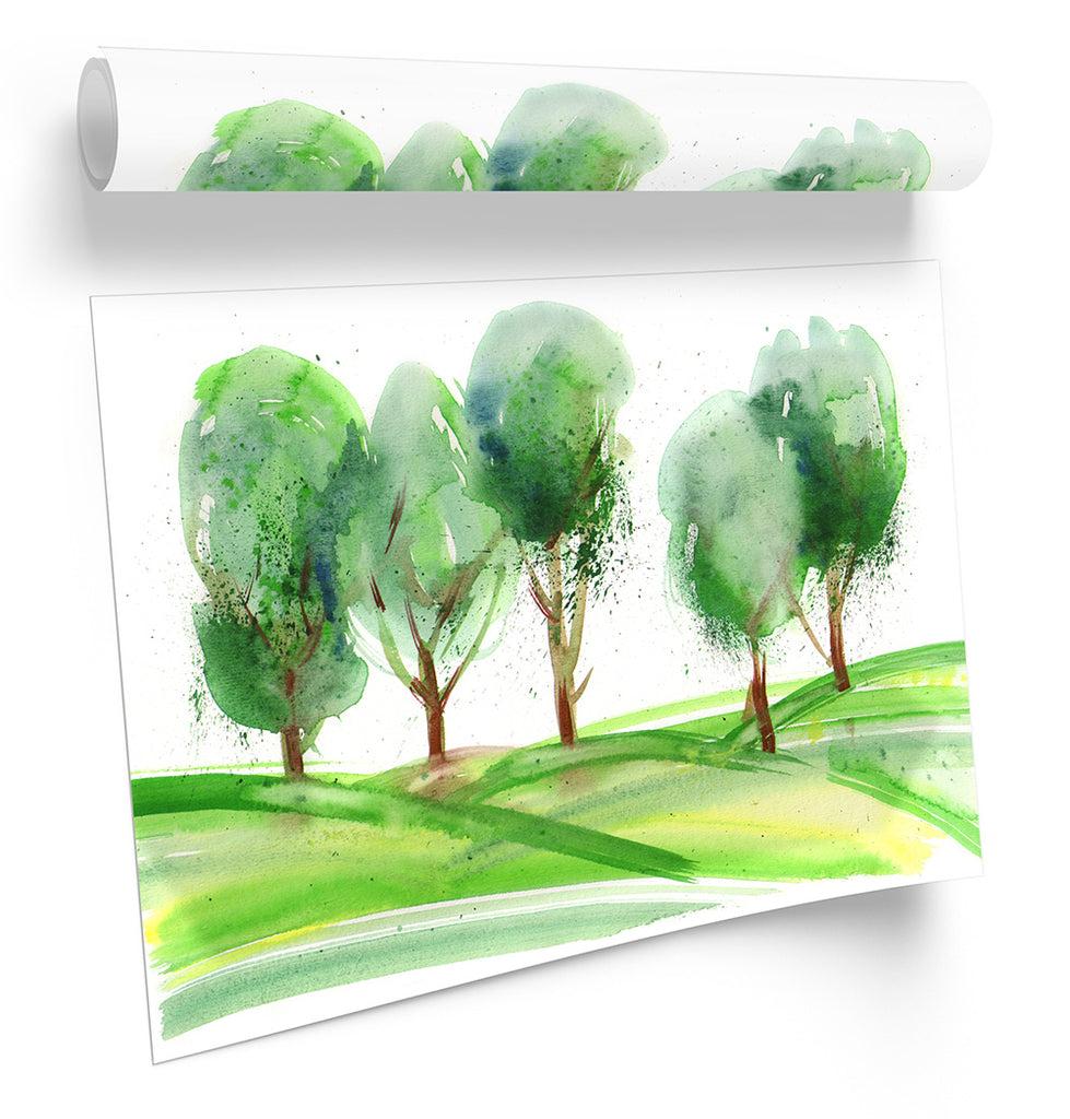 Green Trees Landscape Repro Framed