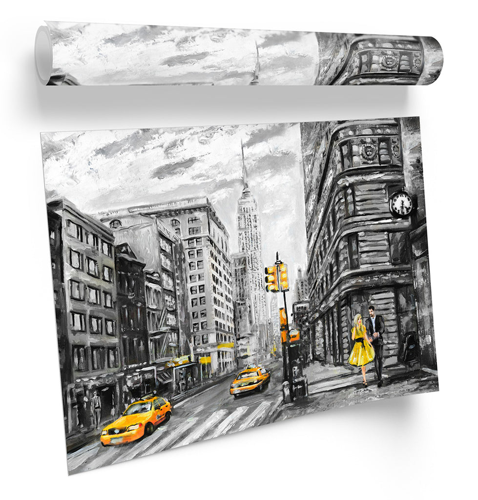 Taxi Cabs New York City NYC Framed