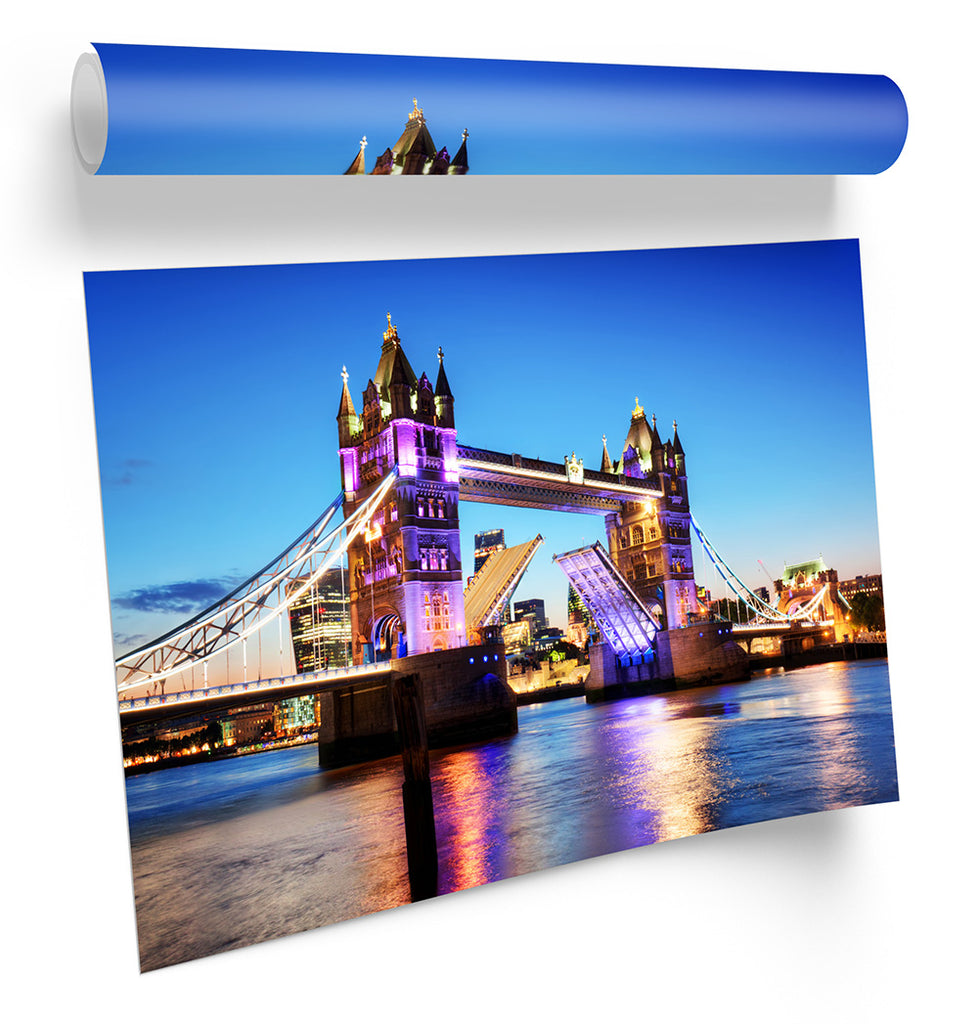 Tower Bridge London Sunset Blue Framed