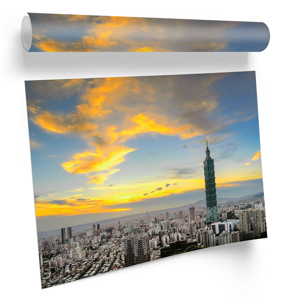 Taipei City Skyline Taiwan Framed