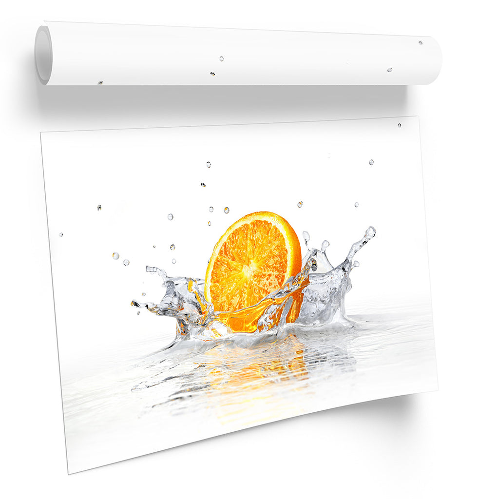 Orange Fruit Water Splash Orange Framed
