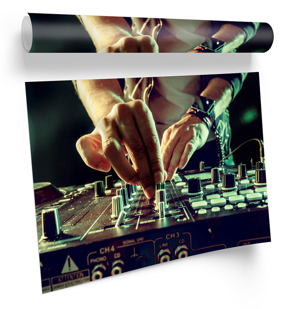 DJ Decks Mixer Turntable Framed