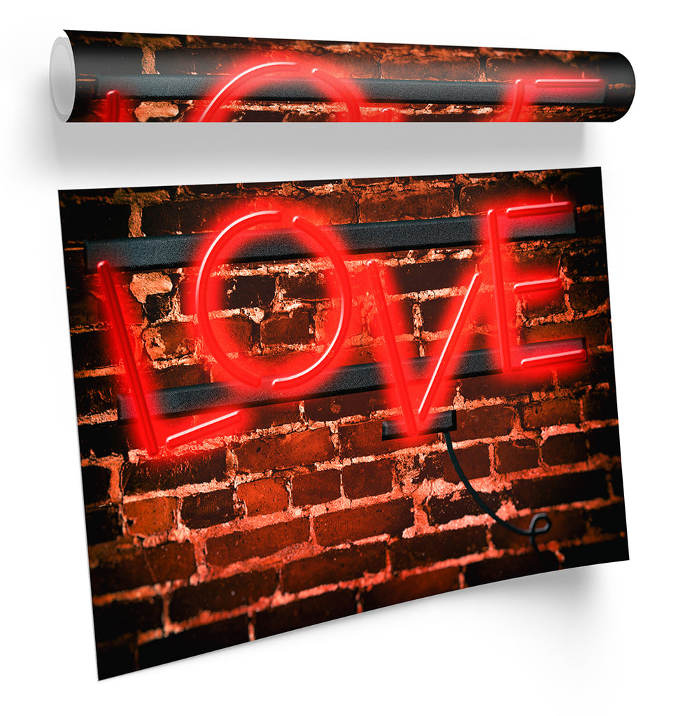 Love Neon Sign Red Framed