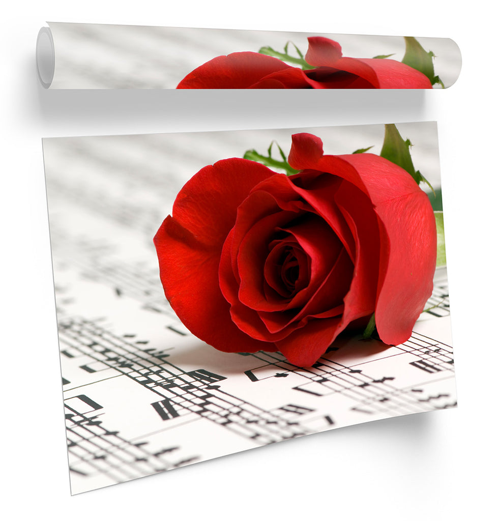Rose Music Sheet Flower Floral Framed