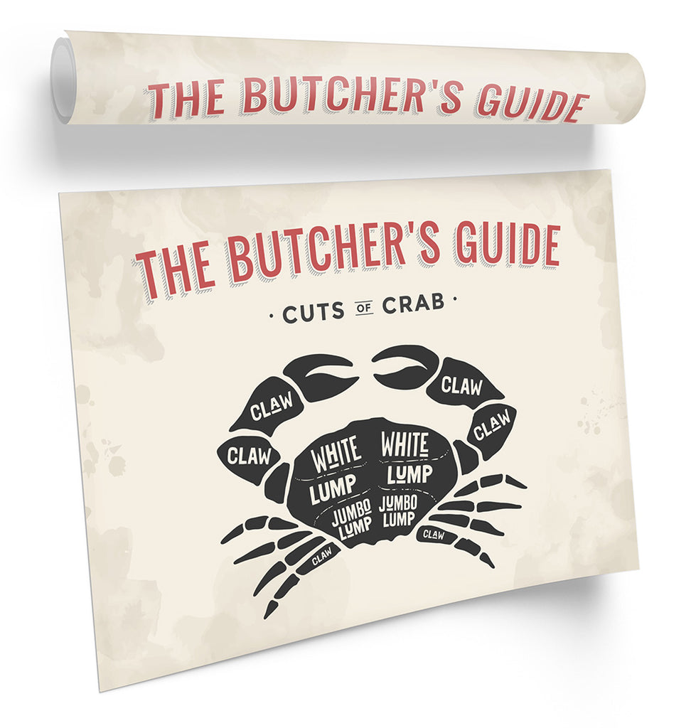The Butcher's Cuts Guide Crab Beige Framed