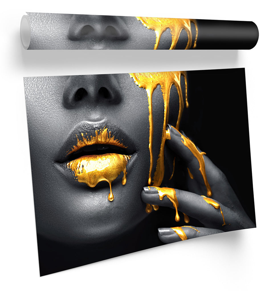 Beauty Salon Model Lips Black Framed