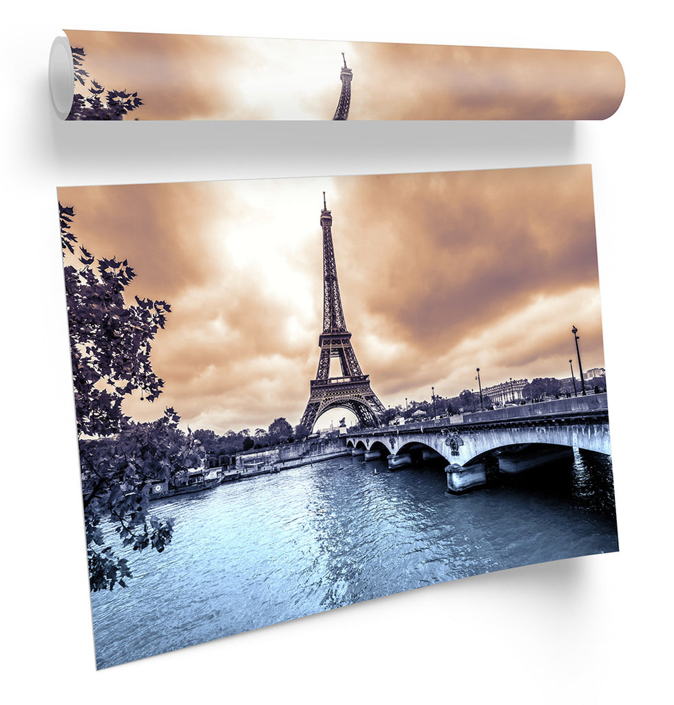 Sunset Paris Eiffel Tower Framed