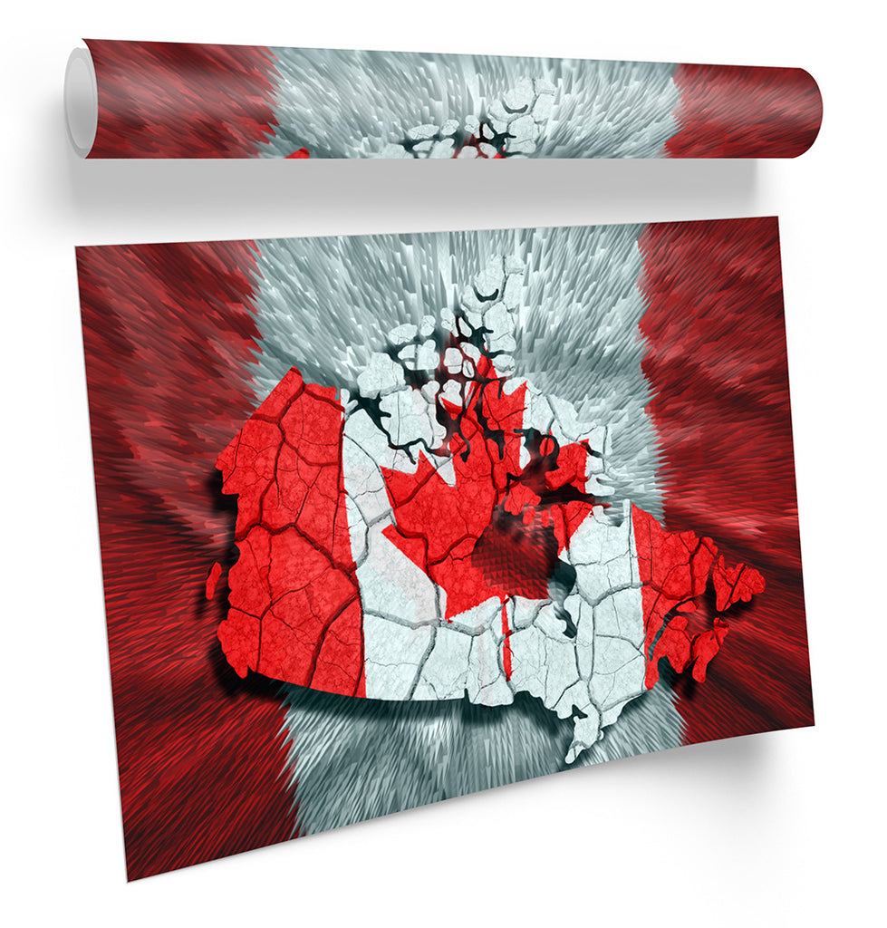 Map of Canada Flag Framed