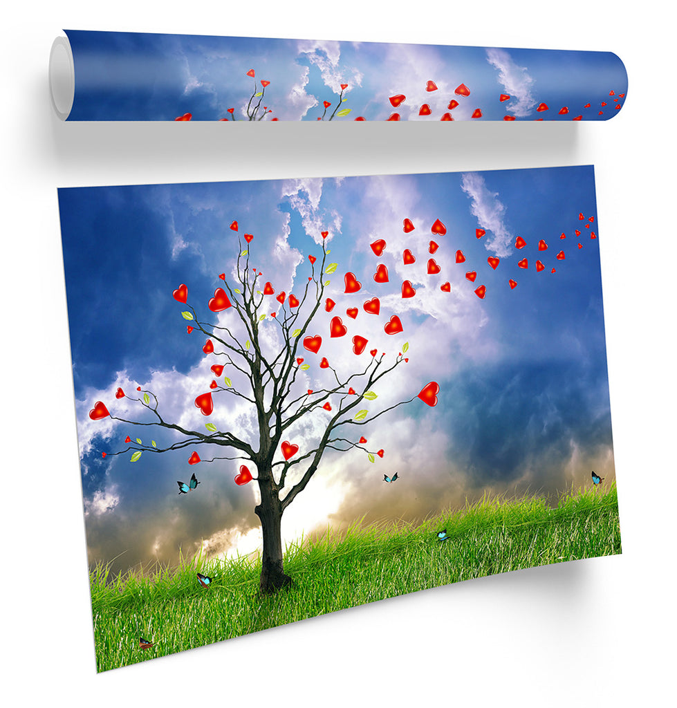 Love Heart Tree Abstract Framed