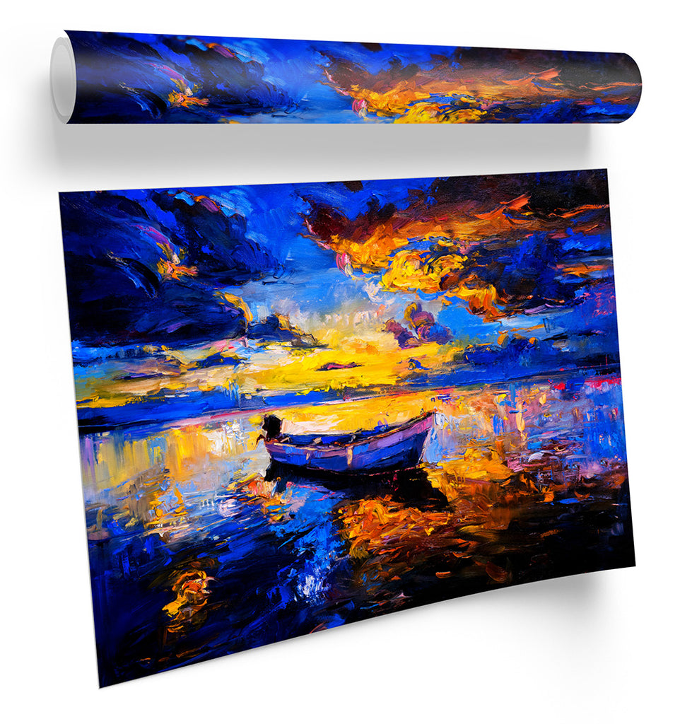 Sunset Boat Lake Seascape Framed
