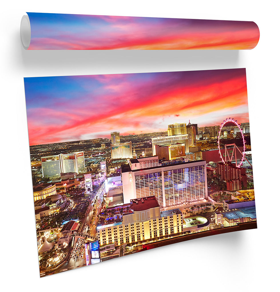 Las Vegas Strip Skyline Night Framed