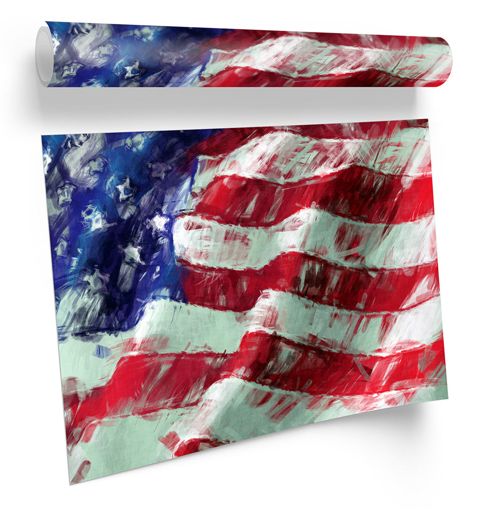 American Stars Stripes Flag Framed