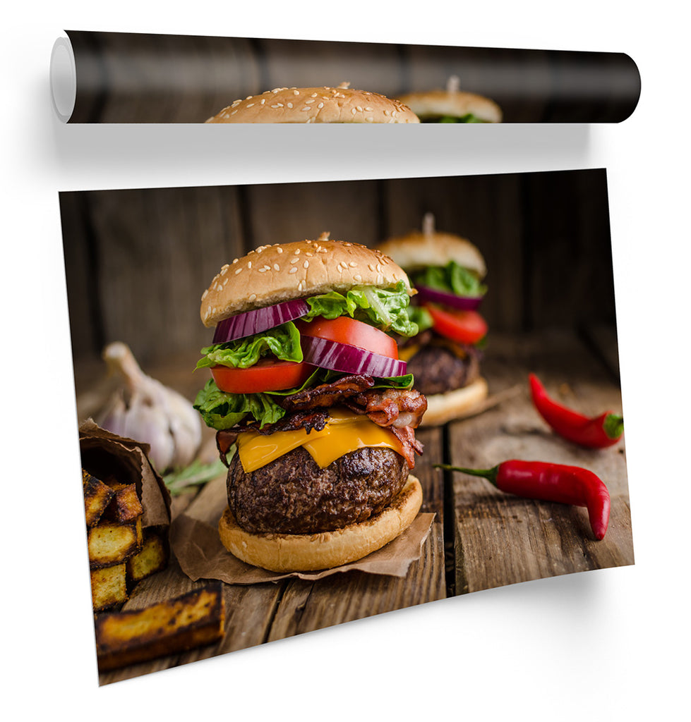 Hamburger Kitchen Food Framed