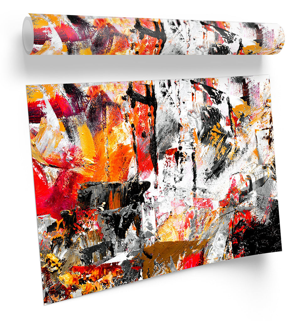 Grunge Modern Abstract Red Framed