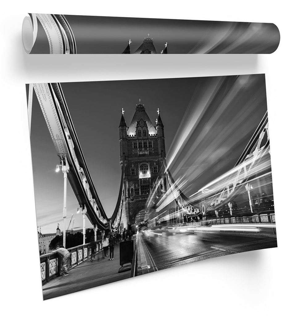 Tower Bridge London Traffic Black & White Framed