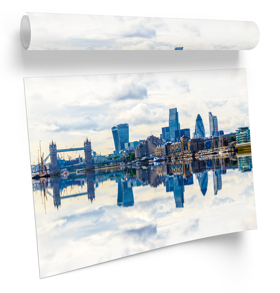London City Skyline Reflection Framed