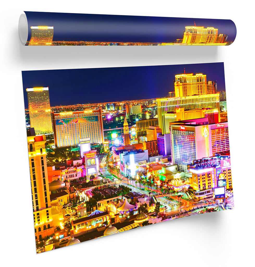 las Vegas Strip Skyline City Multi-Coloured Framed