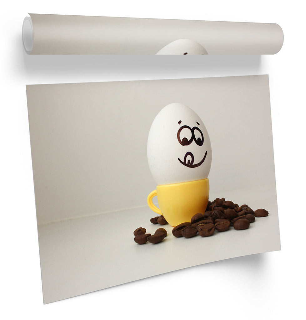 Funny Egg Cup Face Kitchen Framed