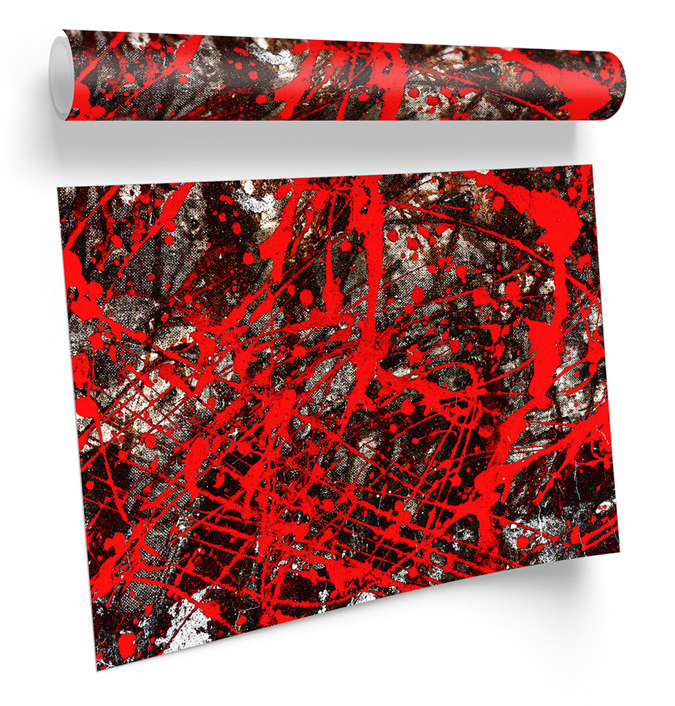 Paint Splatter Grunge Red Framed